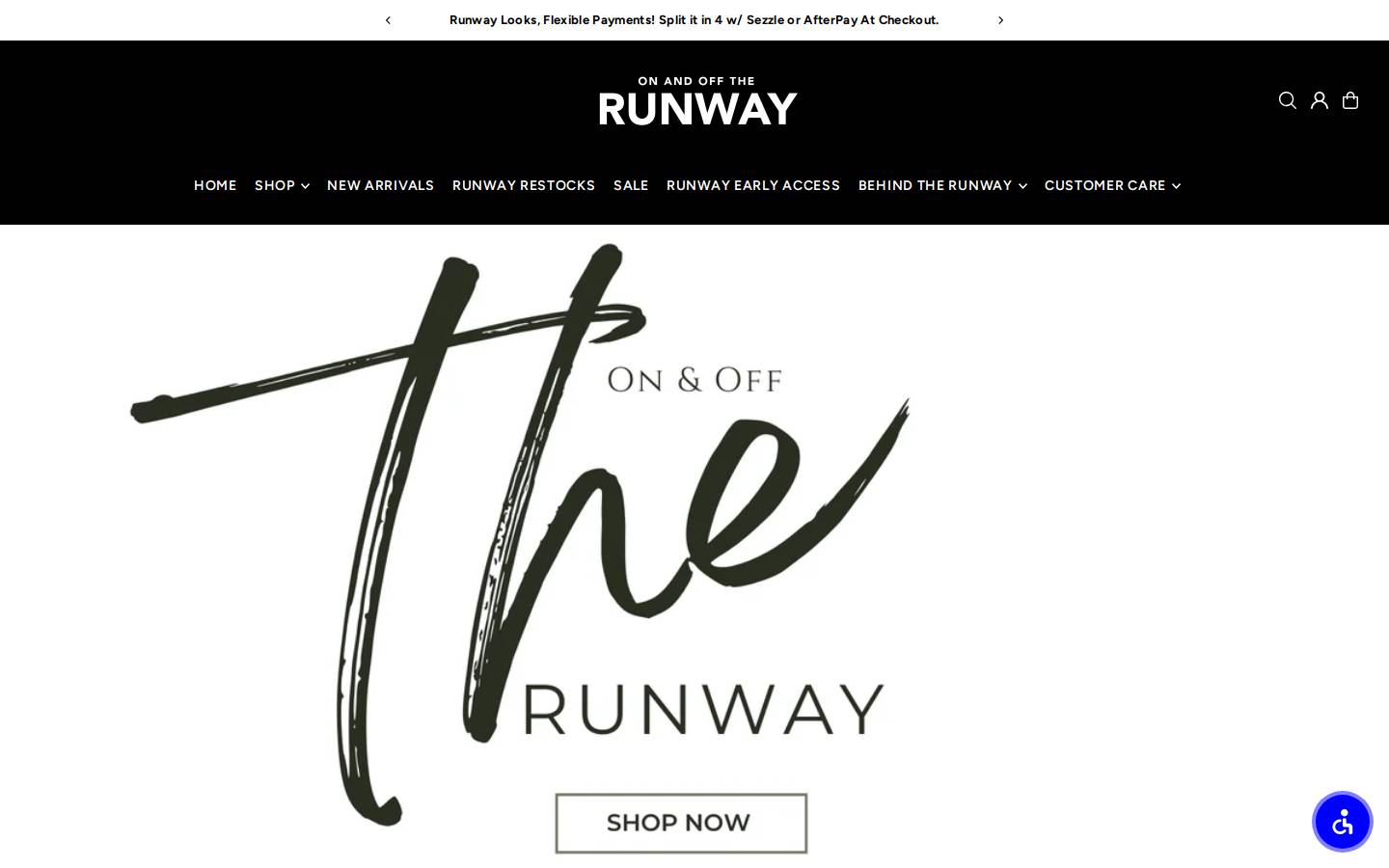 onandofftherunwayboutique.com homepage screenshot