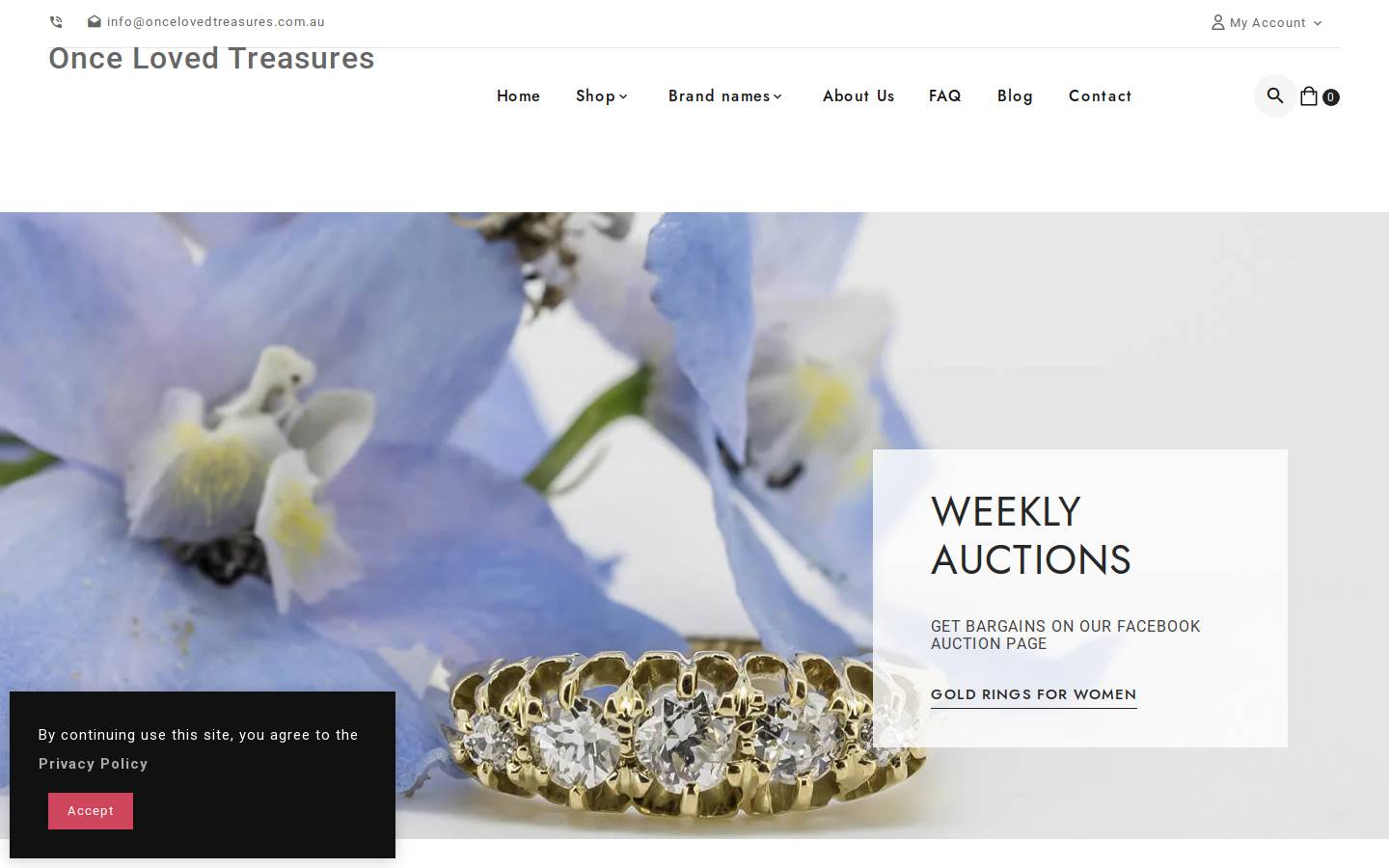 oncelovedtreasures.com.au homepage screenshot