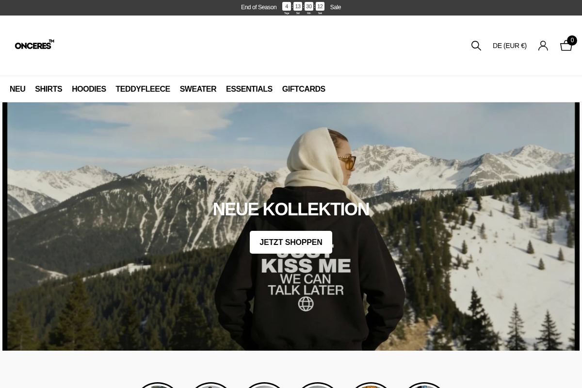 Onceres homepage screenshot