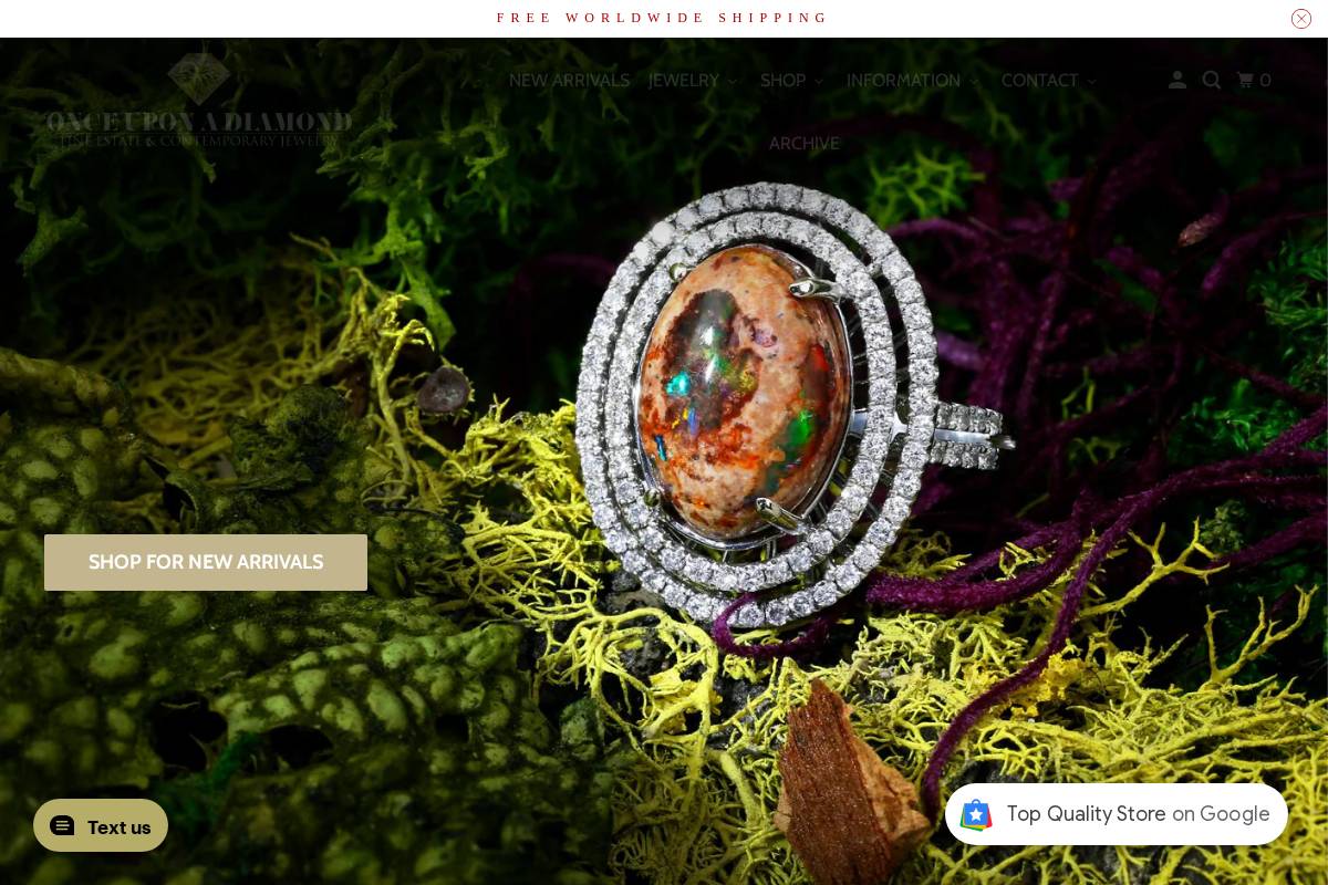 onceuponadiamond.com homepage screenshot