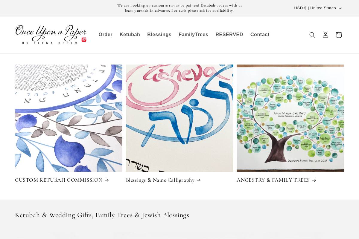 onceuponapaper.net homepage screenshot