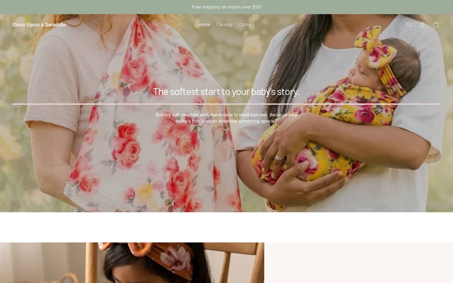 onceuponaswaddle.com homepage screenshot