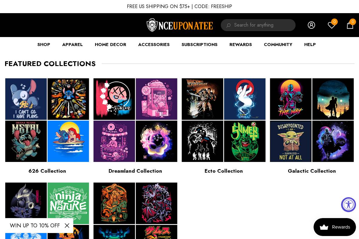 Once Upon a Tee homepage screenshot