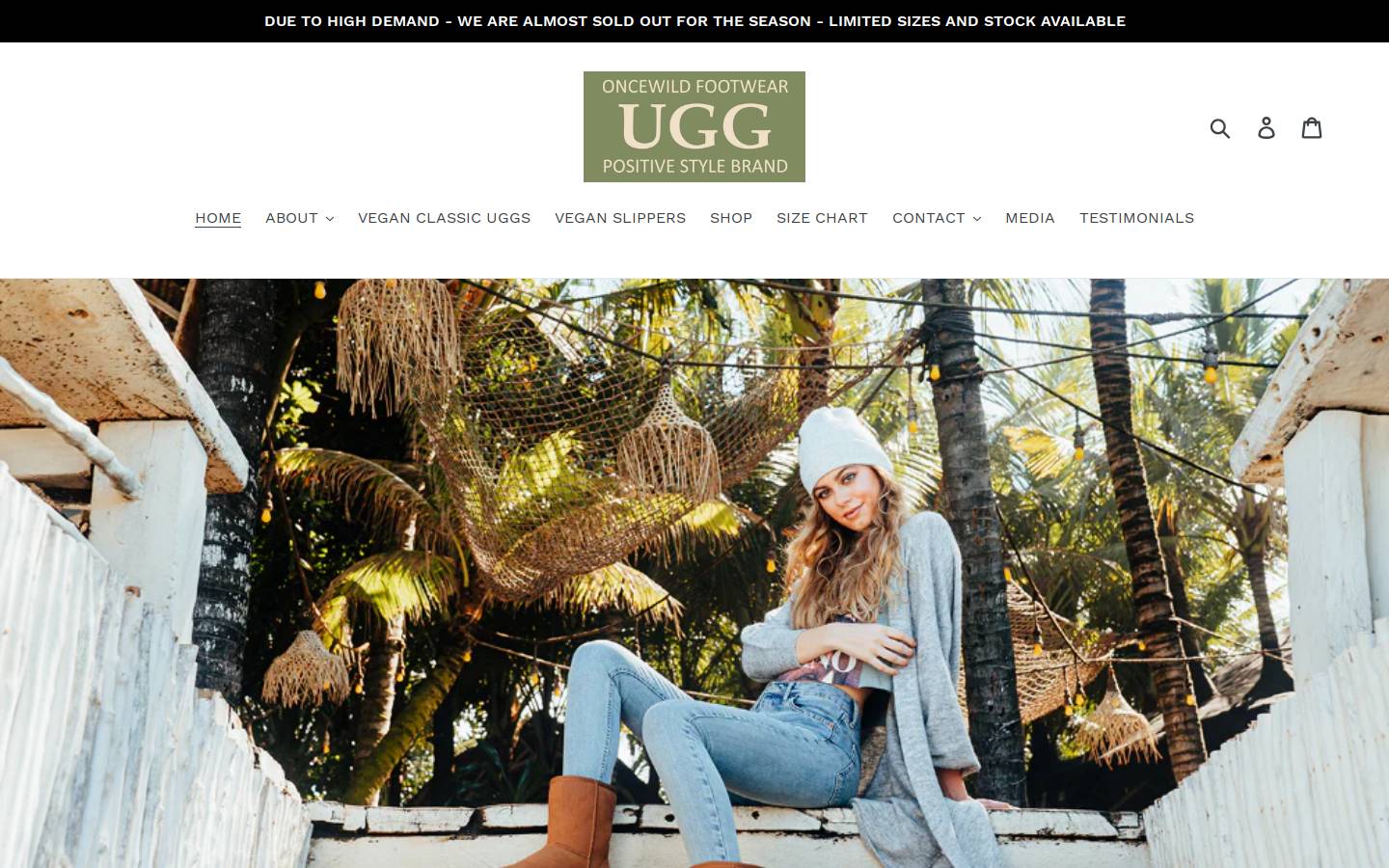 oncewildugg.com.au homepage screenshot