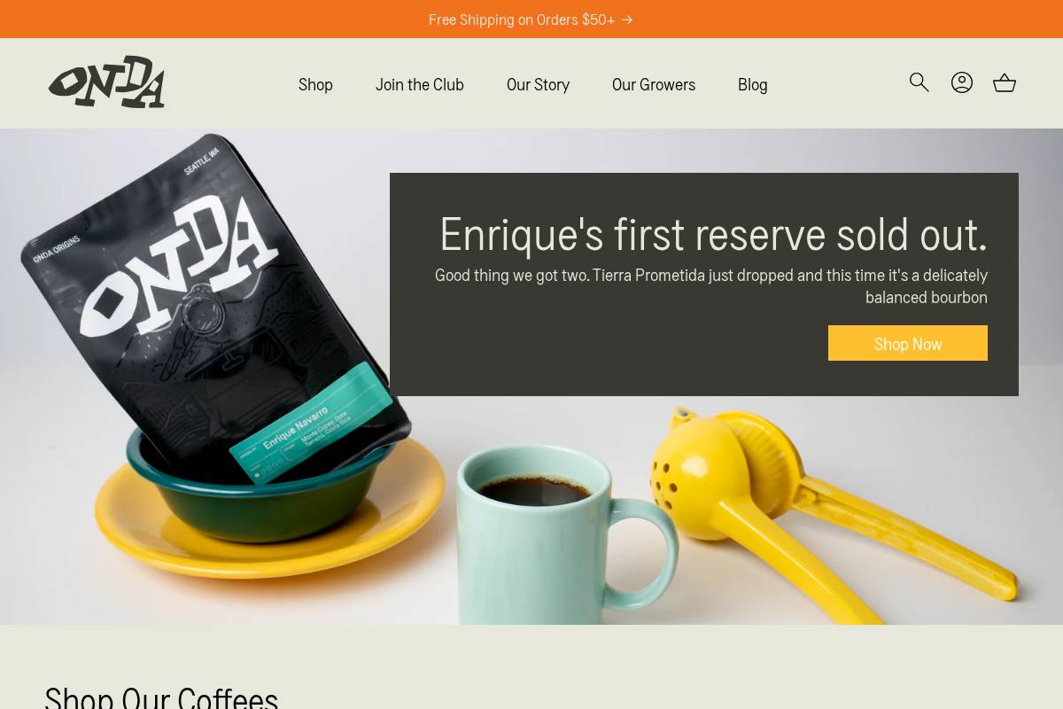 ondaorigins.com homepage screenshot