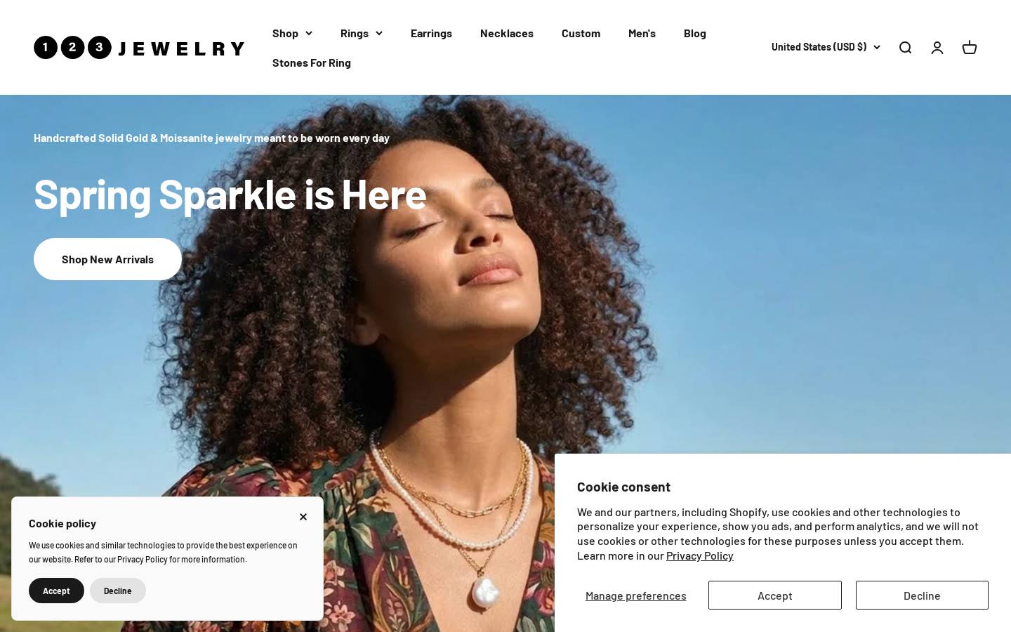 one2threejewelry.com homepage screenshot