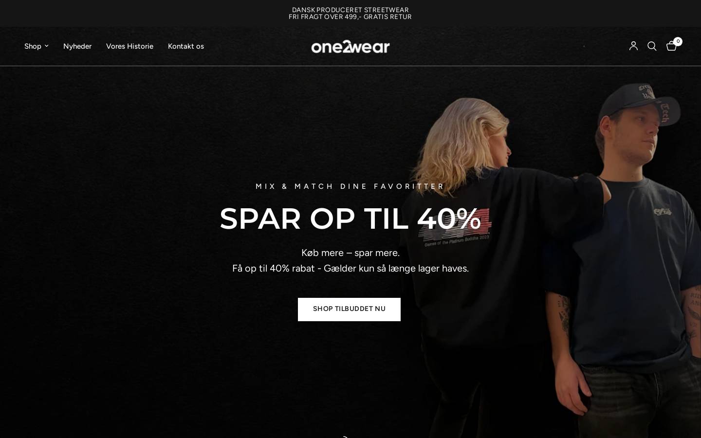 One2wear.dk homepage screenshot