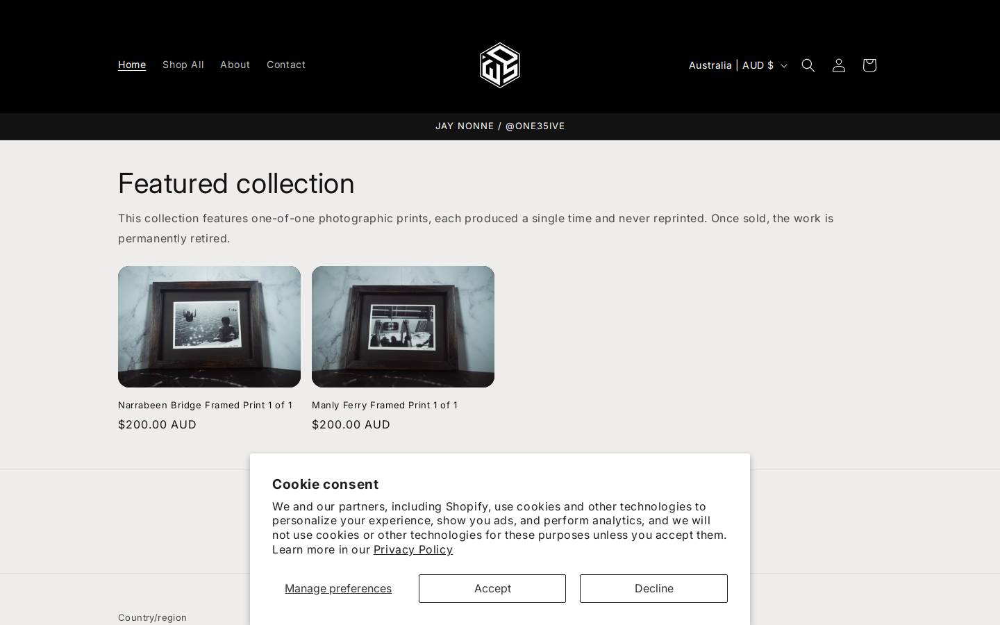 one35ive.com.au homepage screenshot