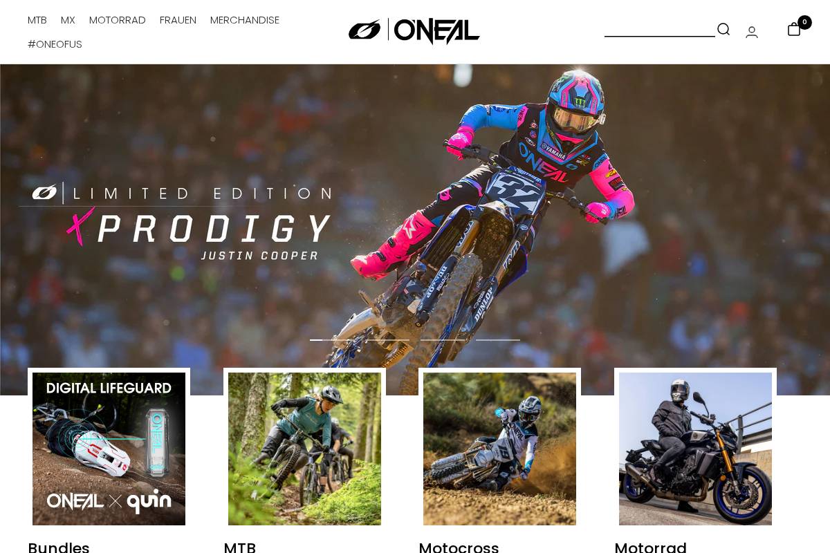 O'Neal homepage screenshot