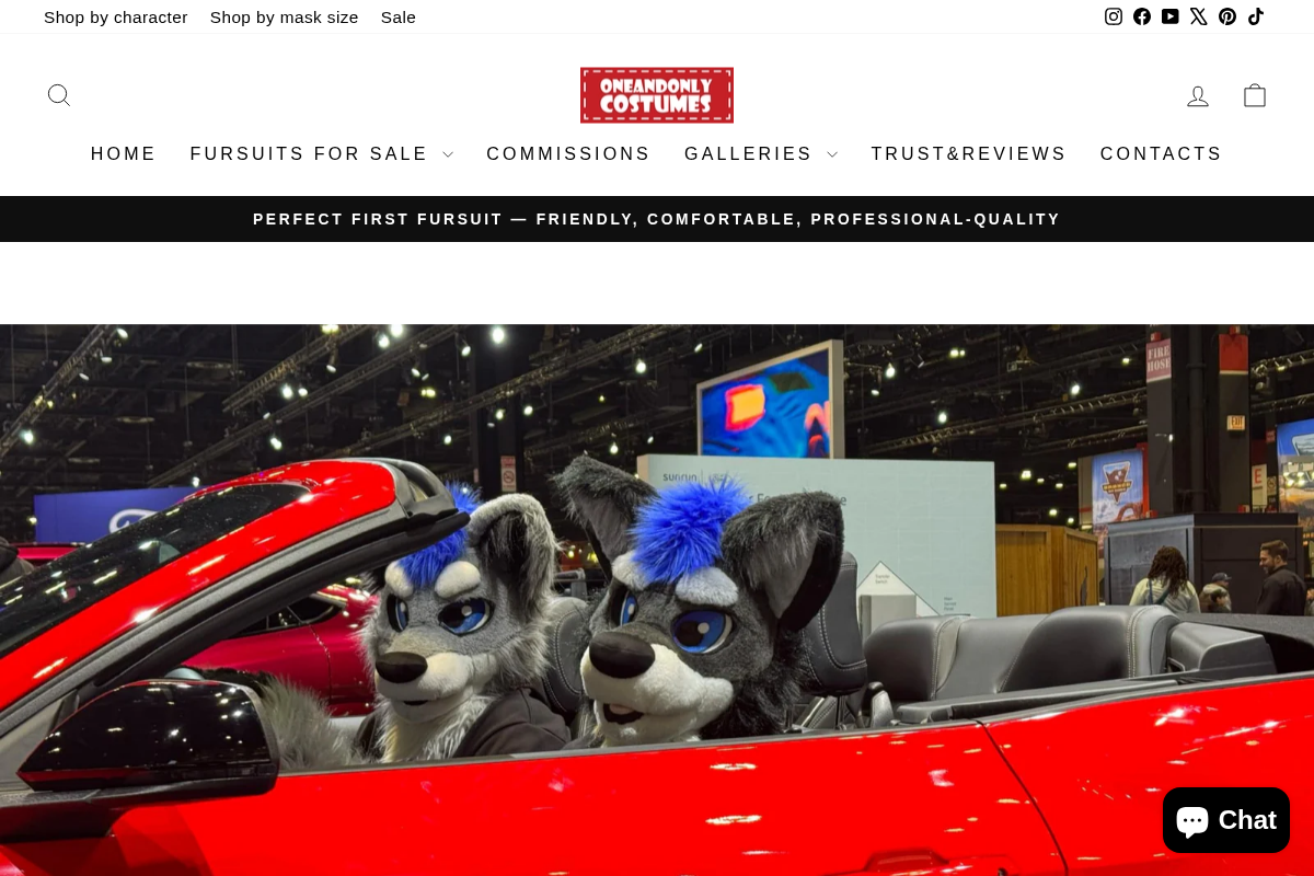 oneandonlycostumes homepage screenshot