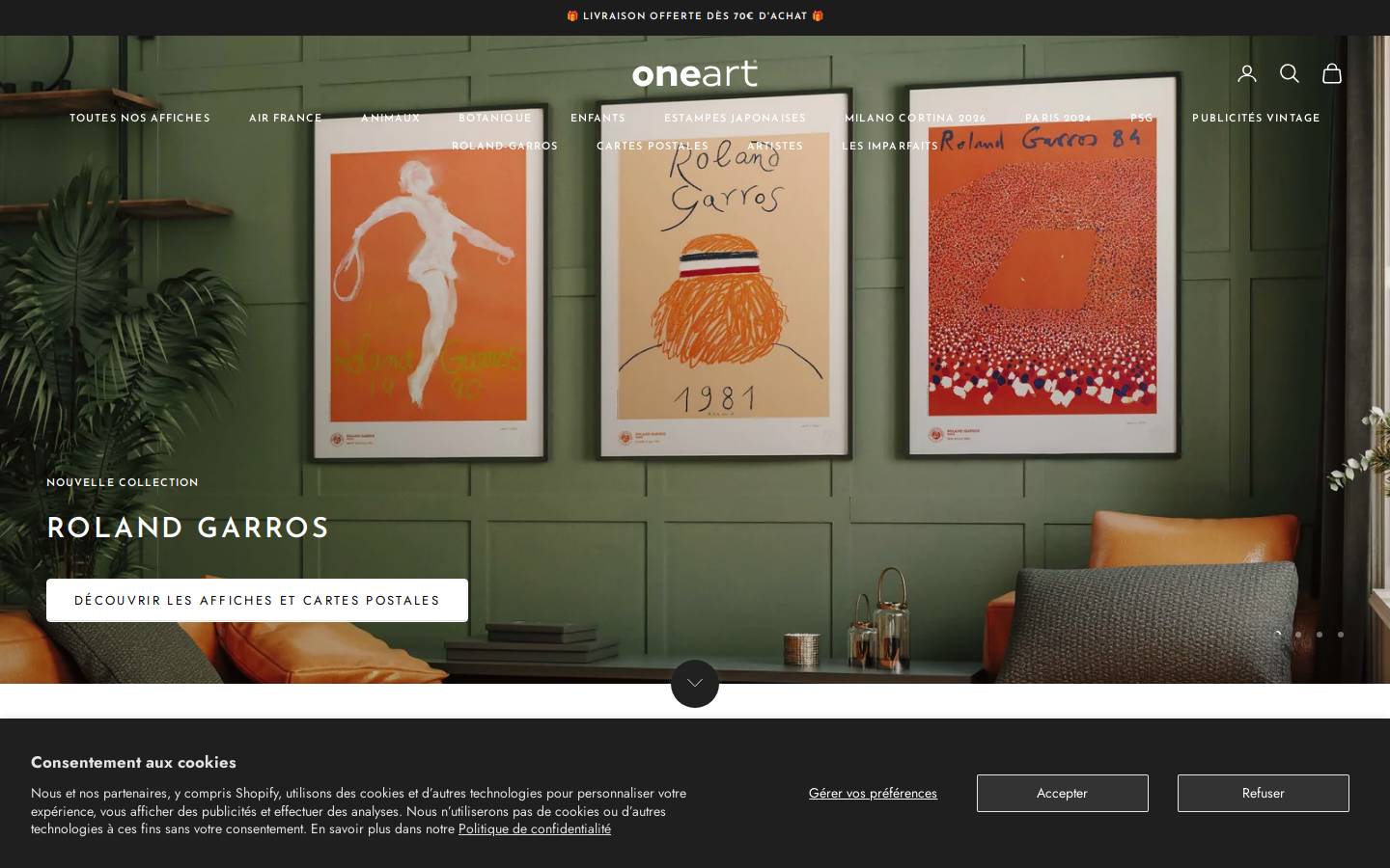 oneart homepage screenshot