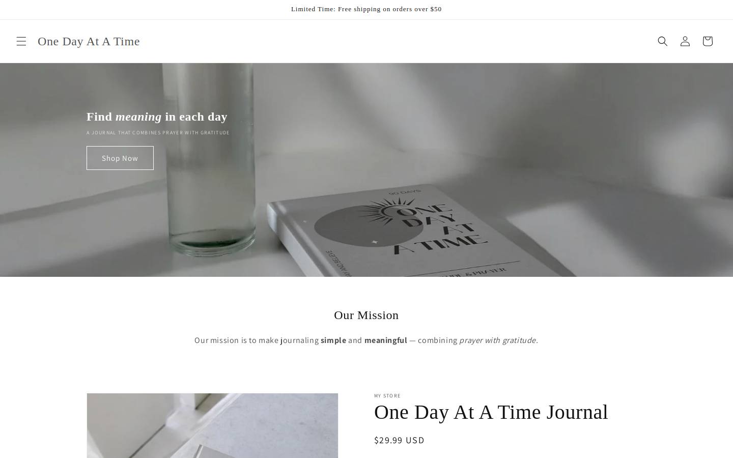 onedayatatimejournal.com homepage screenshot