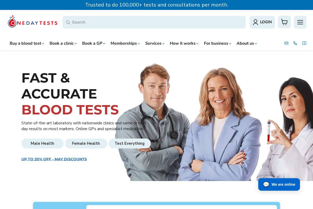 One Day Tests homepage screenshot