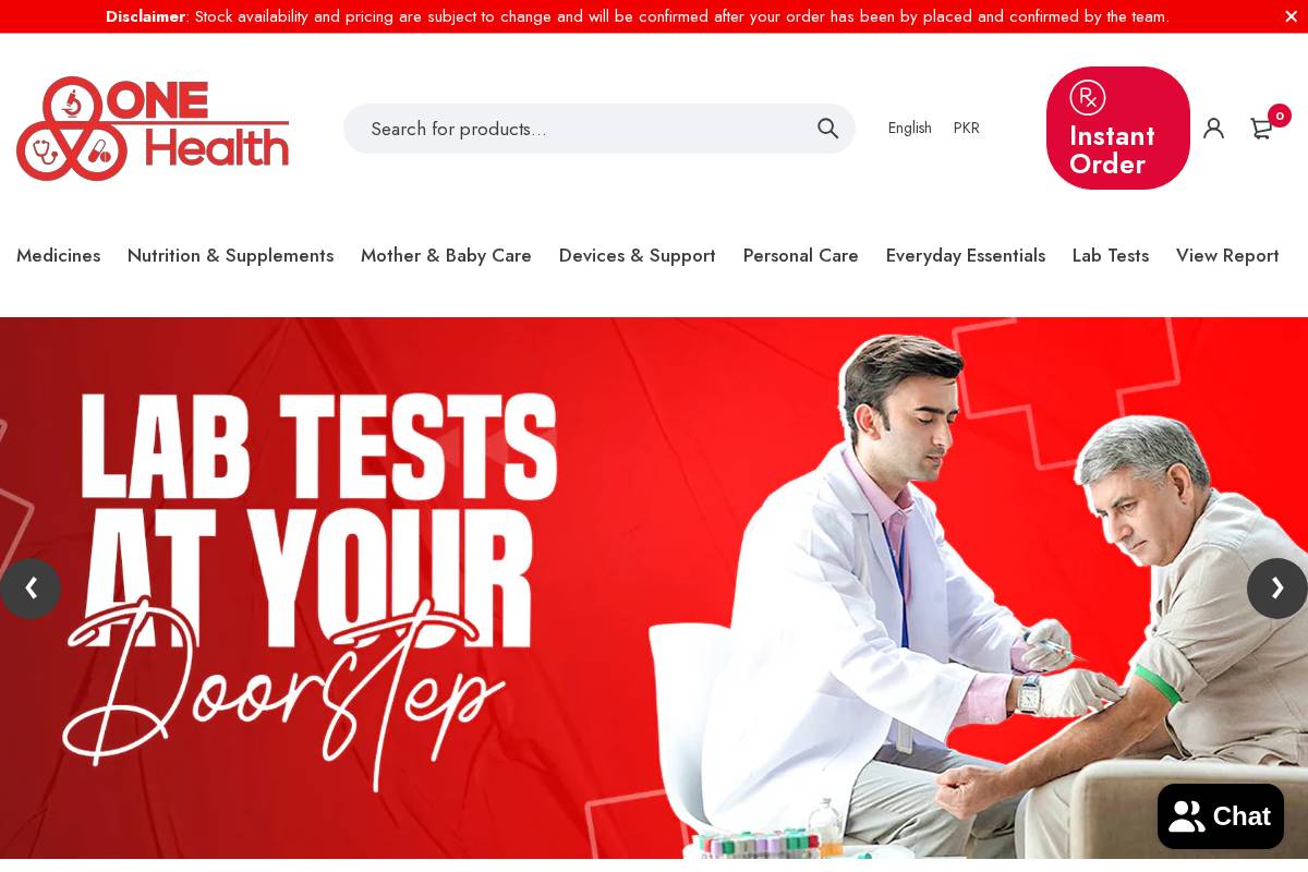 onehealth.pk homepage screenshot
