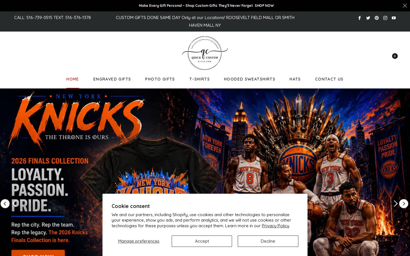 onehourcustomtshirt.com homepage screenshot