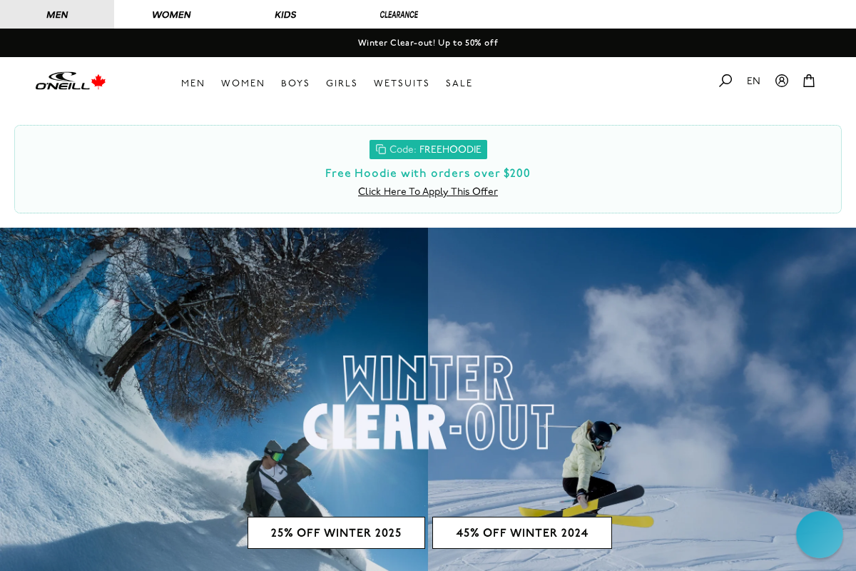 oneillcanada.com homepage screenshot