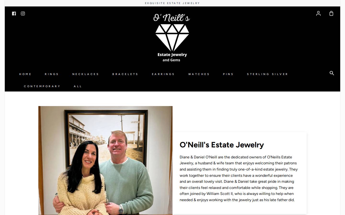 oneillsestatejewelry.com homepage screenshot