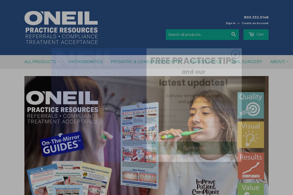 oneilpracticeresources.com homepage screenshot