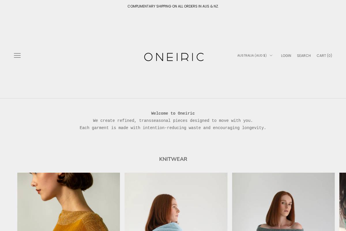 oneiric-label.com homepage screenshot