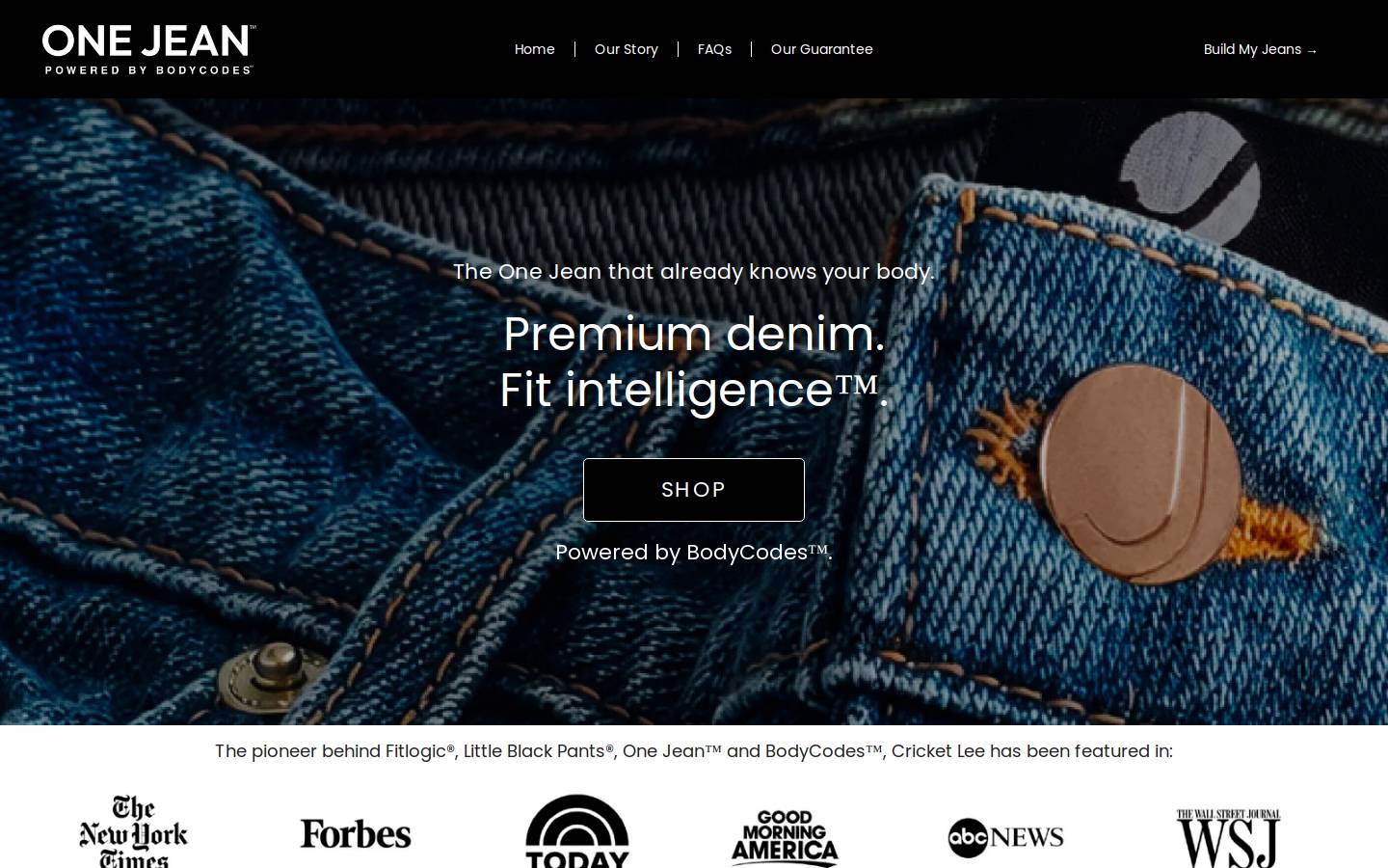 onejean.com homepage screenshot
