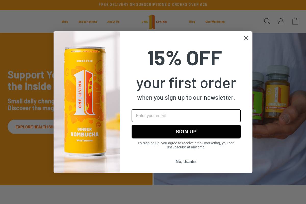 One Living homepage screenshot
