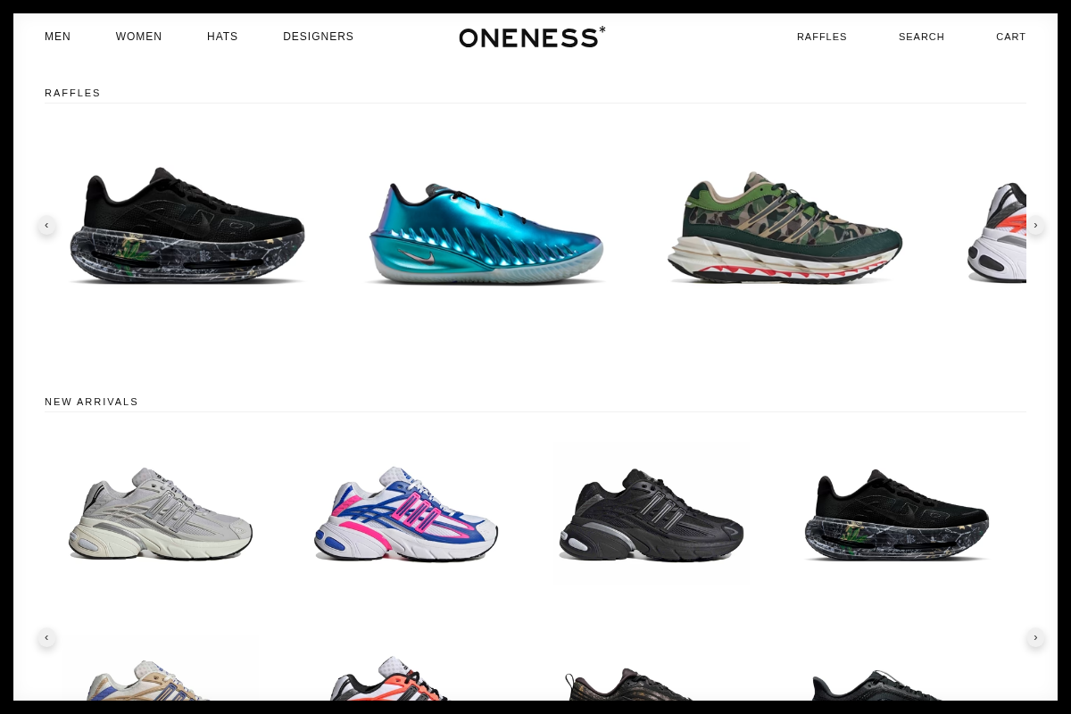 ONENESS homepage screenshot