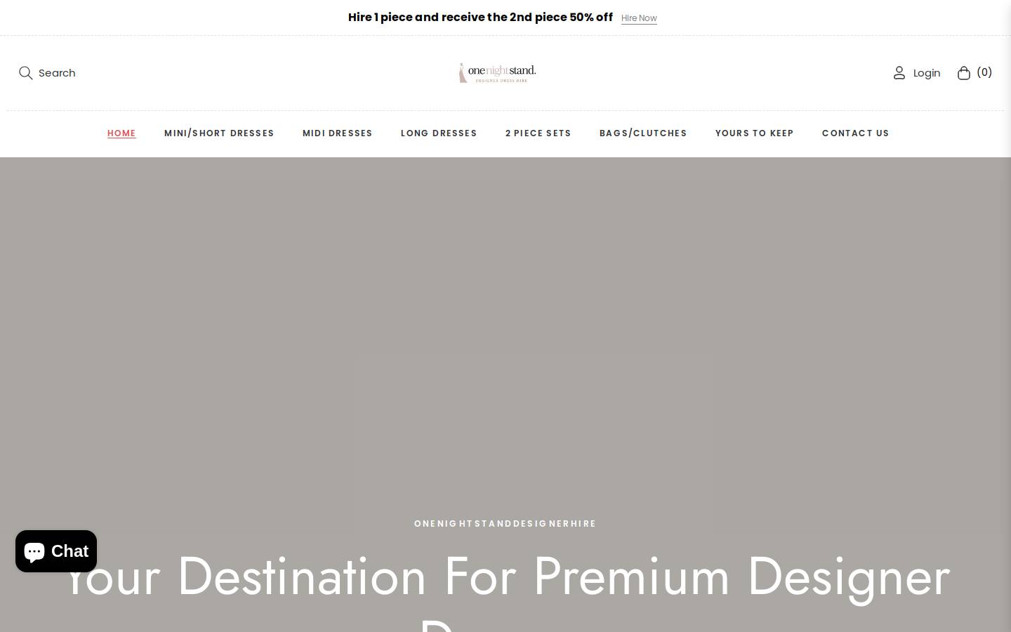 onenightstanddesignerhire.com homepage screenshot