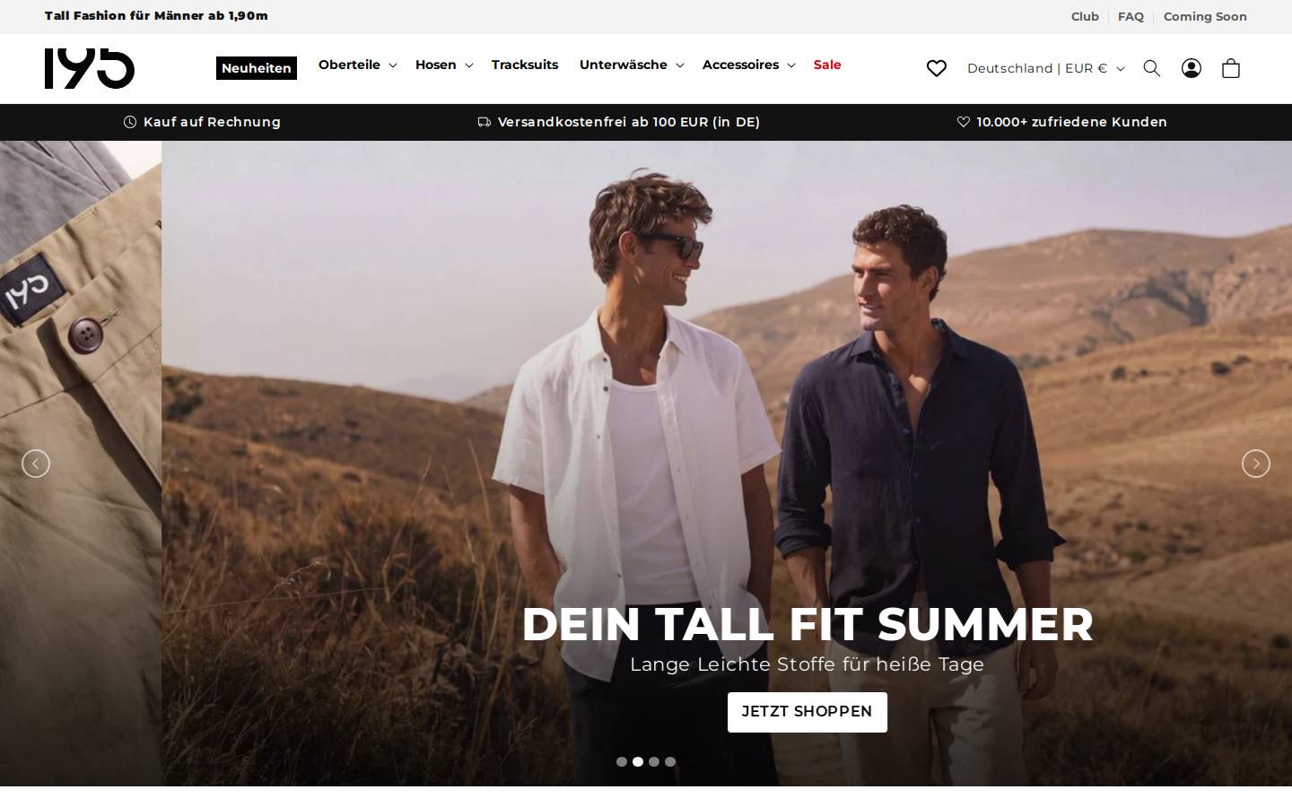 oneninetyfive - Tall Fashion homepage screenshot