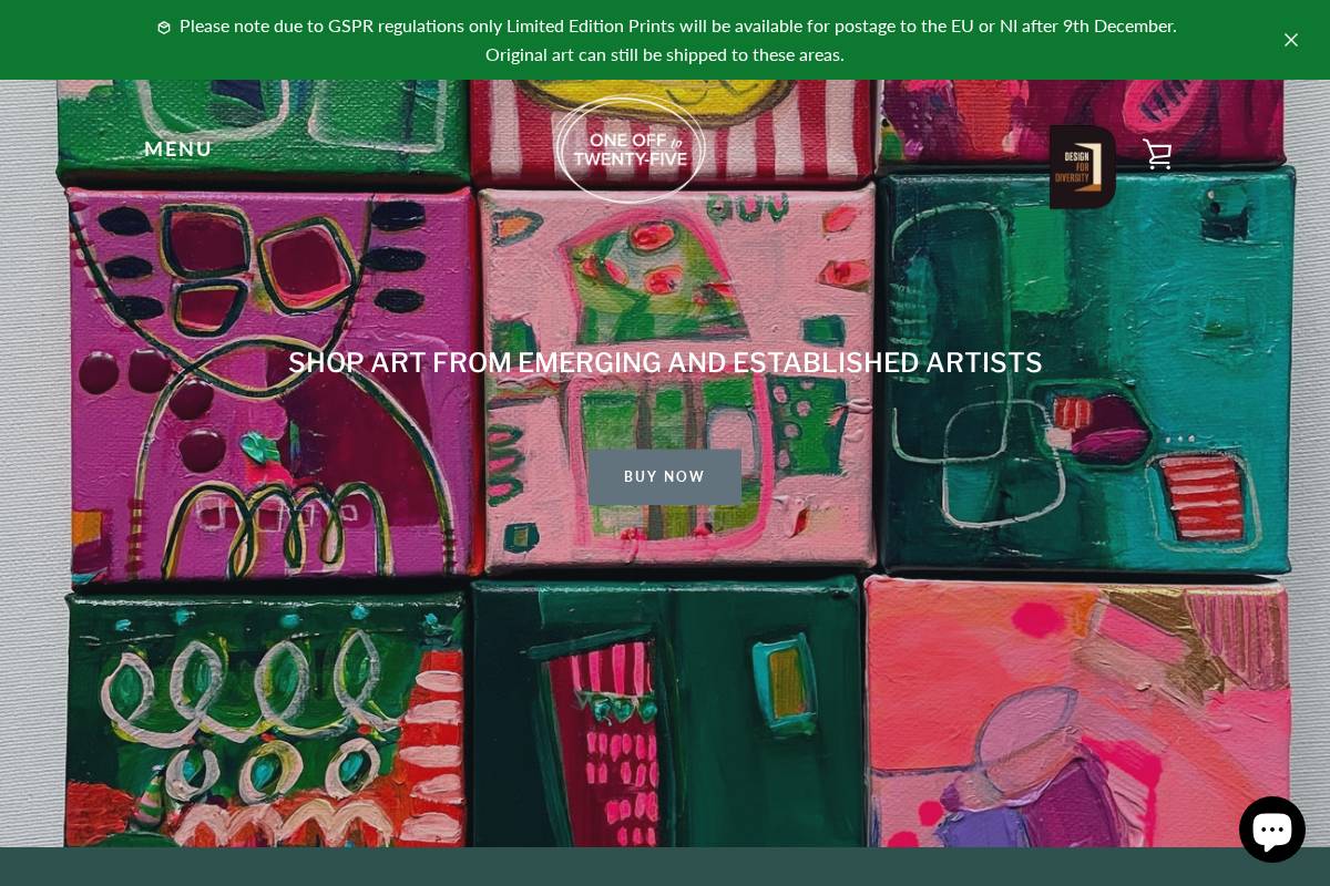 oneoffto25.com homepage screenshot