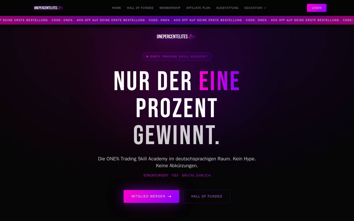 onepercentelites.de homepage screenshot