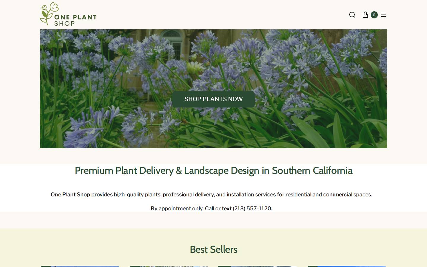 oneplantshop.com homepage screenshot