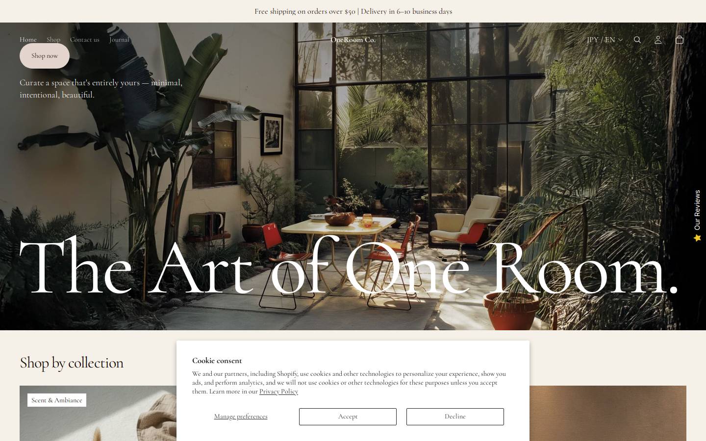 oneroomco.store homepage screenshot