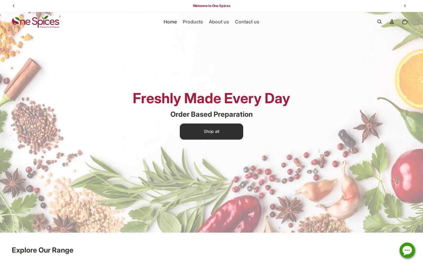 onespices.store homepage screenshot