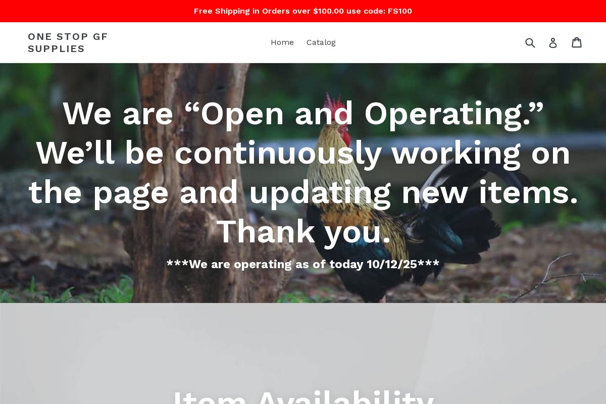 onestopgfsupplies.net homepage screenshot
