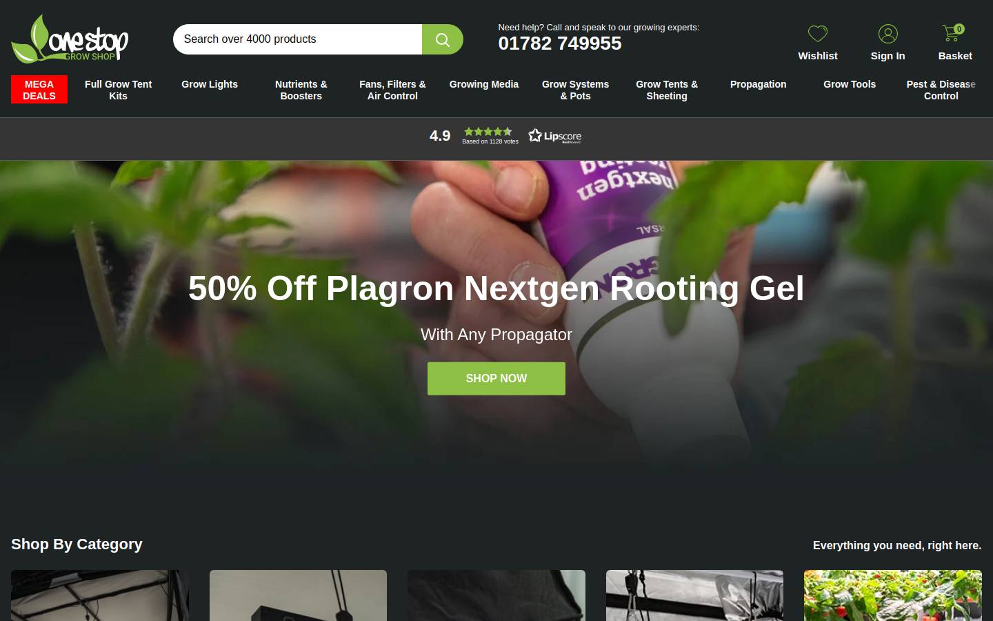 One Stop Grow Shop homepage screenshot