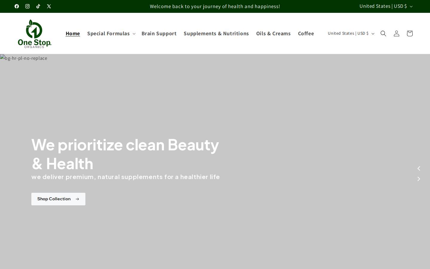 onestoporganics.com homepage screenshot