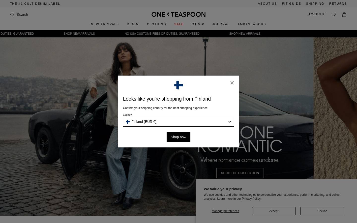 OneTeaspoon homepage screenshot
