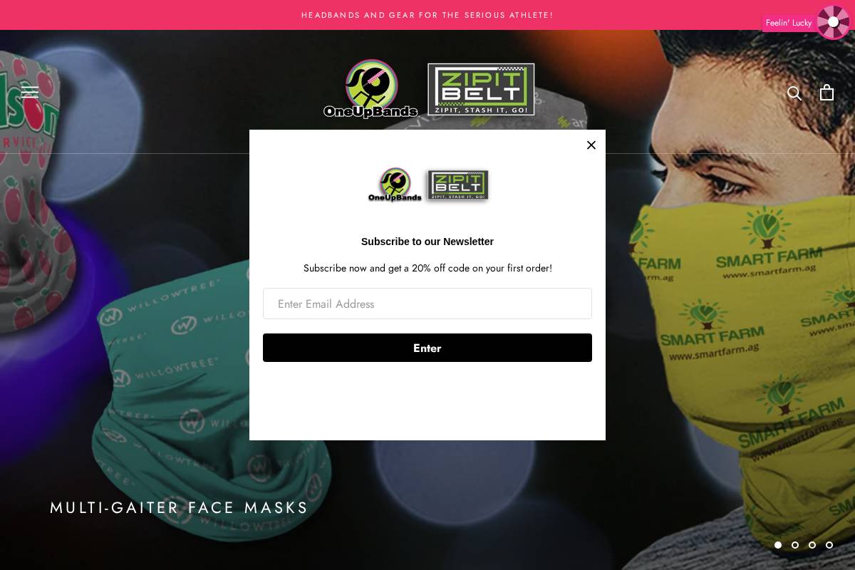 oneupbands.com homepage screenshot