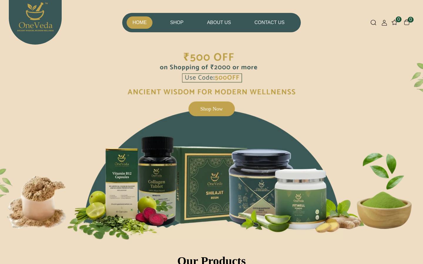onevedaindia.com homepage screenshot