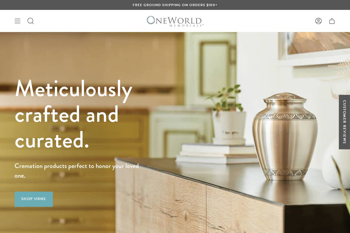 OneWorld Memorials homepage screenshot