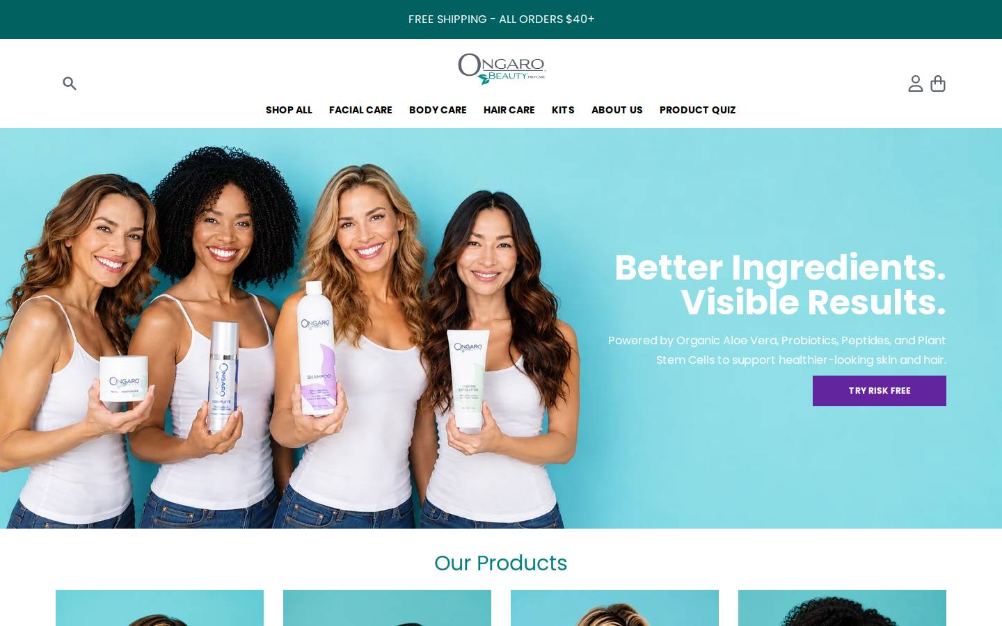 ongarobeautyprocare.com homepage screenshot