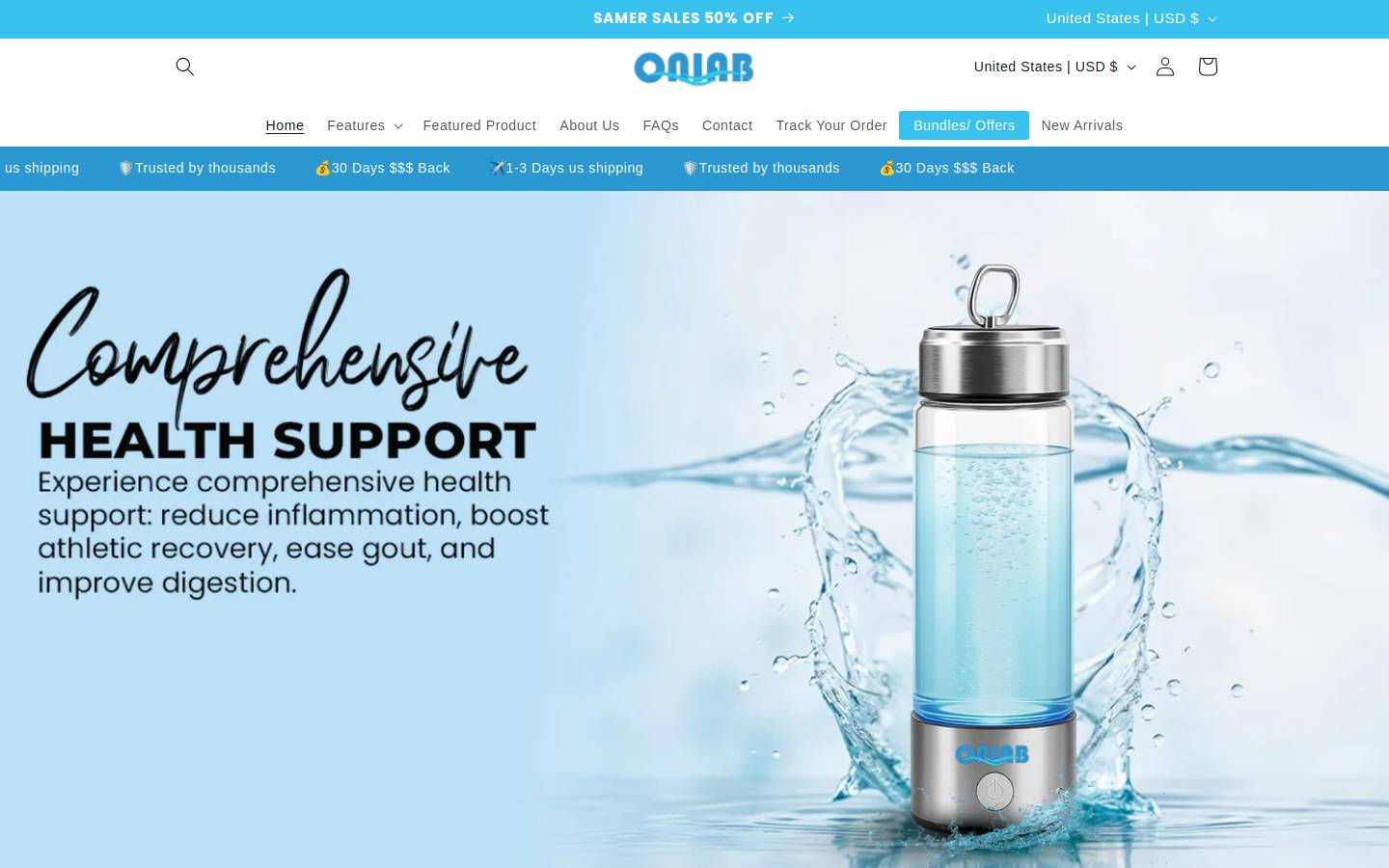 oniab.com homepage screenshot