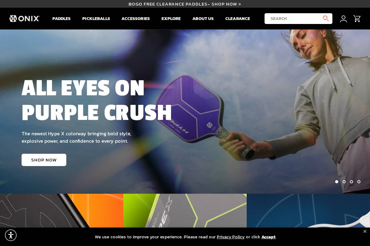 Onix Pickleball homepage screenshot