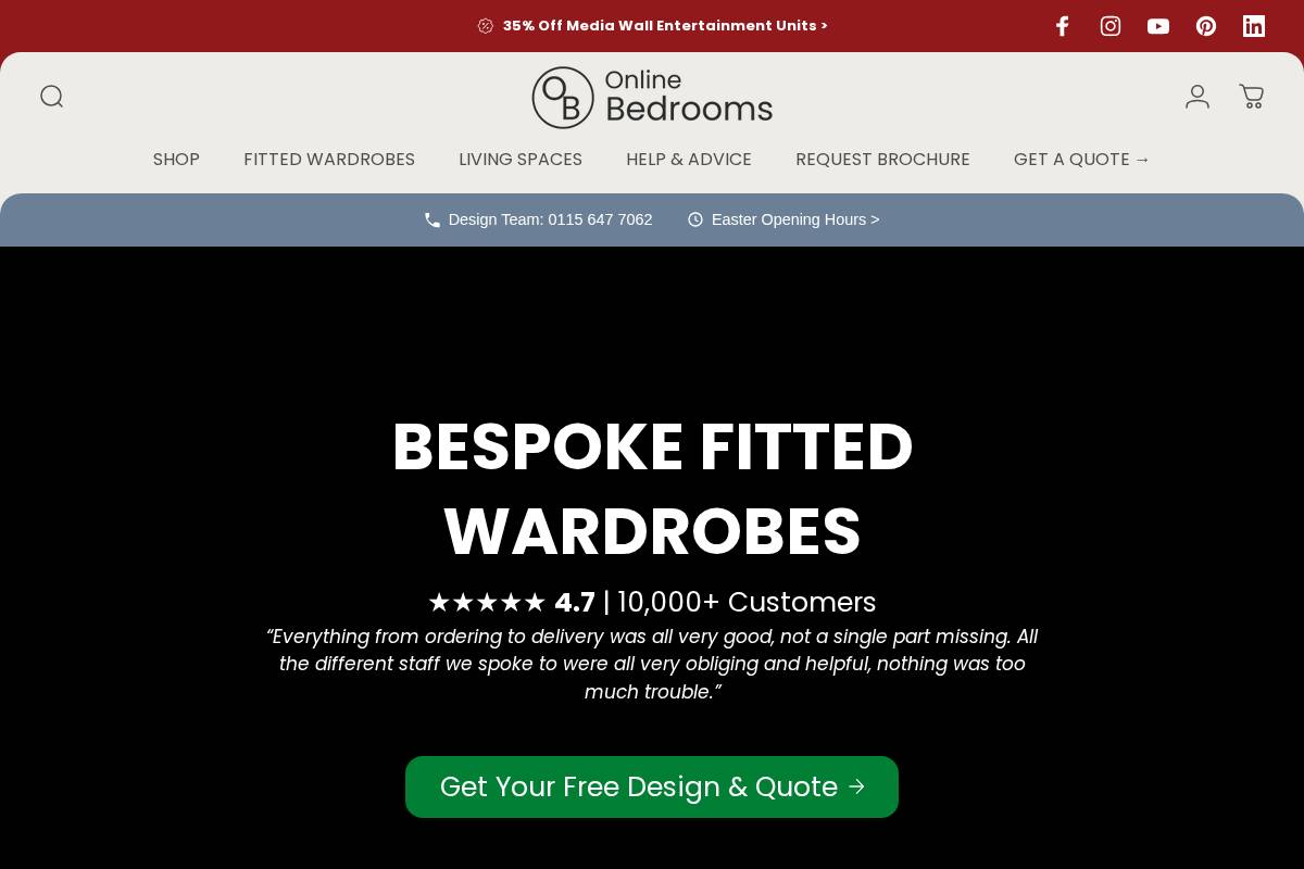Online Bedrooms homepage screenshot