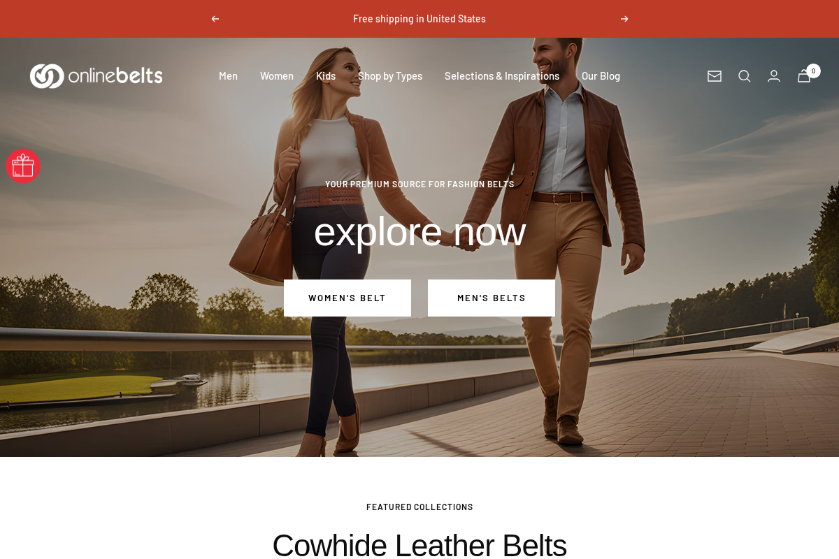 onlinebelts.com homepage screenshot
