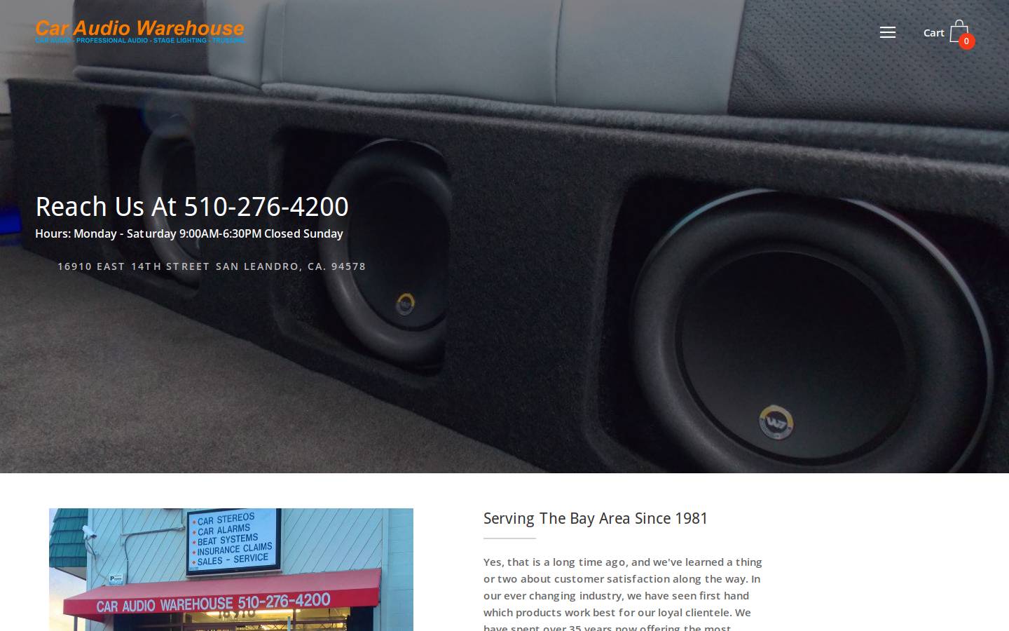 onlinecaraudiowarehouse.com homepage screenshot