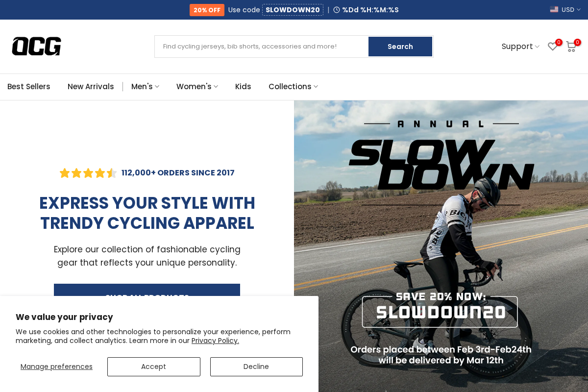 onlinecyclinggear.com.au homepage screenshot