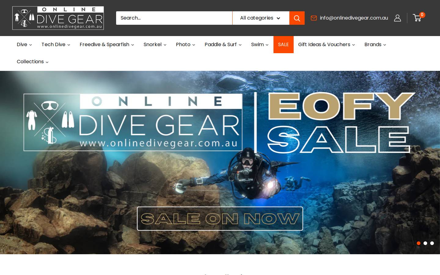 OnlineDiveGear.com.au homepage screenshot