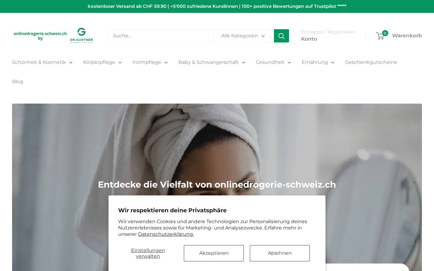 onlinedrogerie-schweiz.ch homepage screenshot