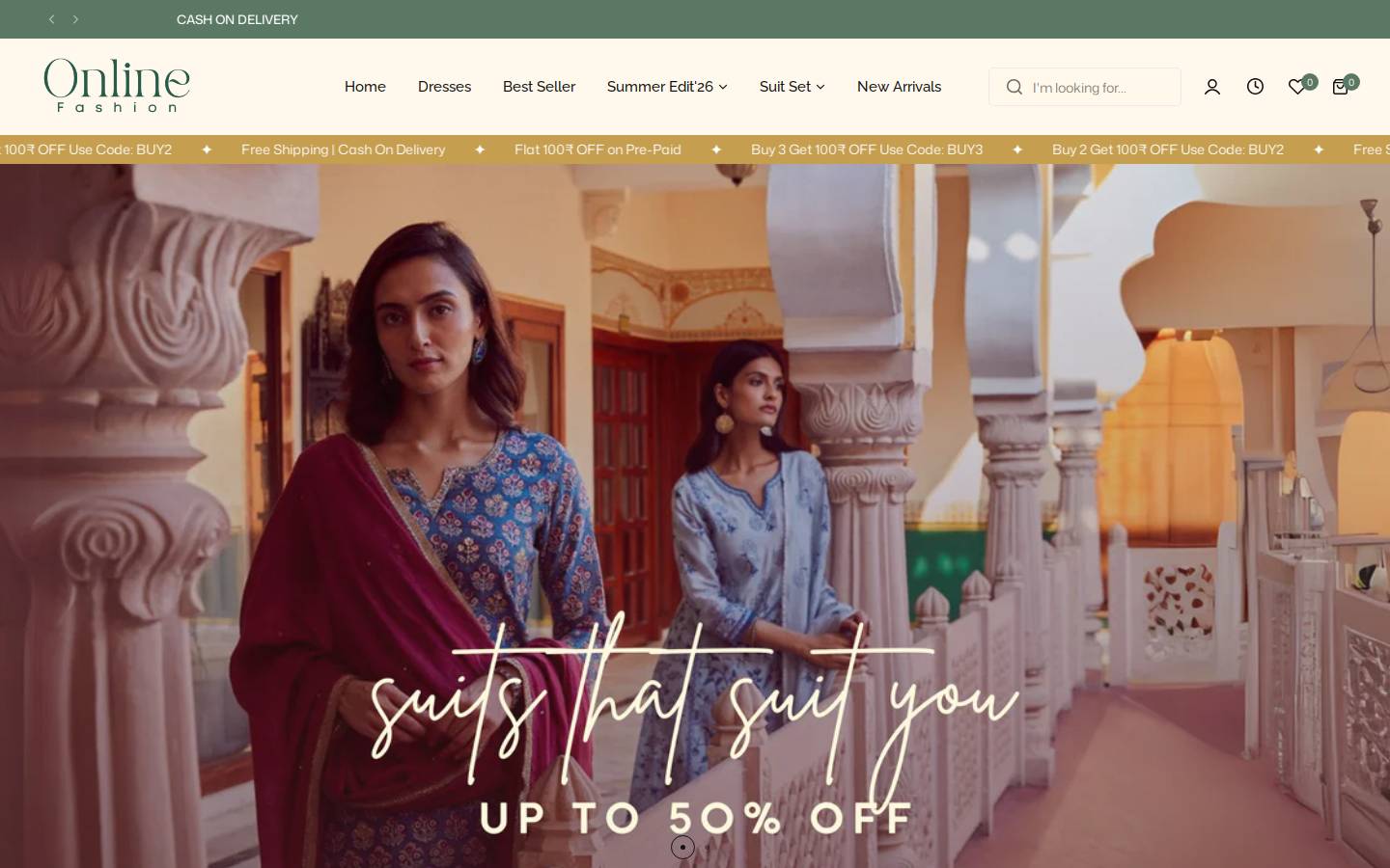 onlinefashions.in homepage screenshot